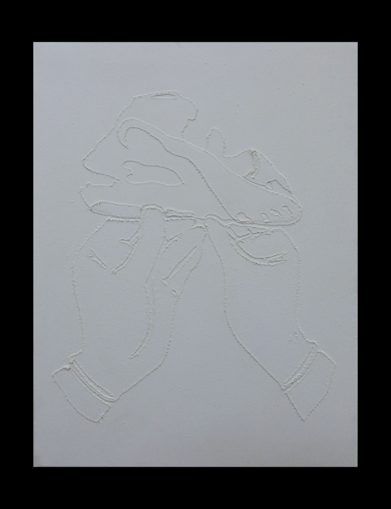 Study of Bone Triptych - Textile and Acrylic on Canvas 2 of 3