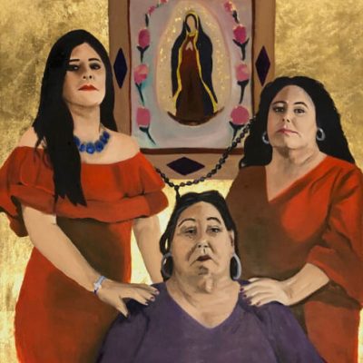 Las Chingonas - Oil paint and imitation gold leaf on canvas