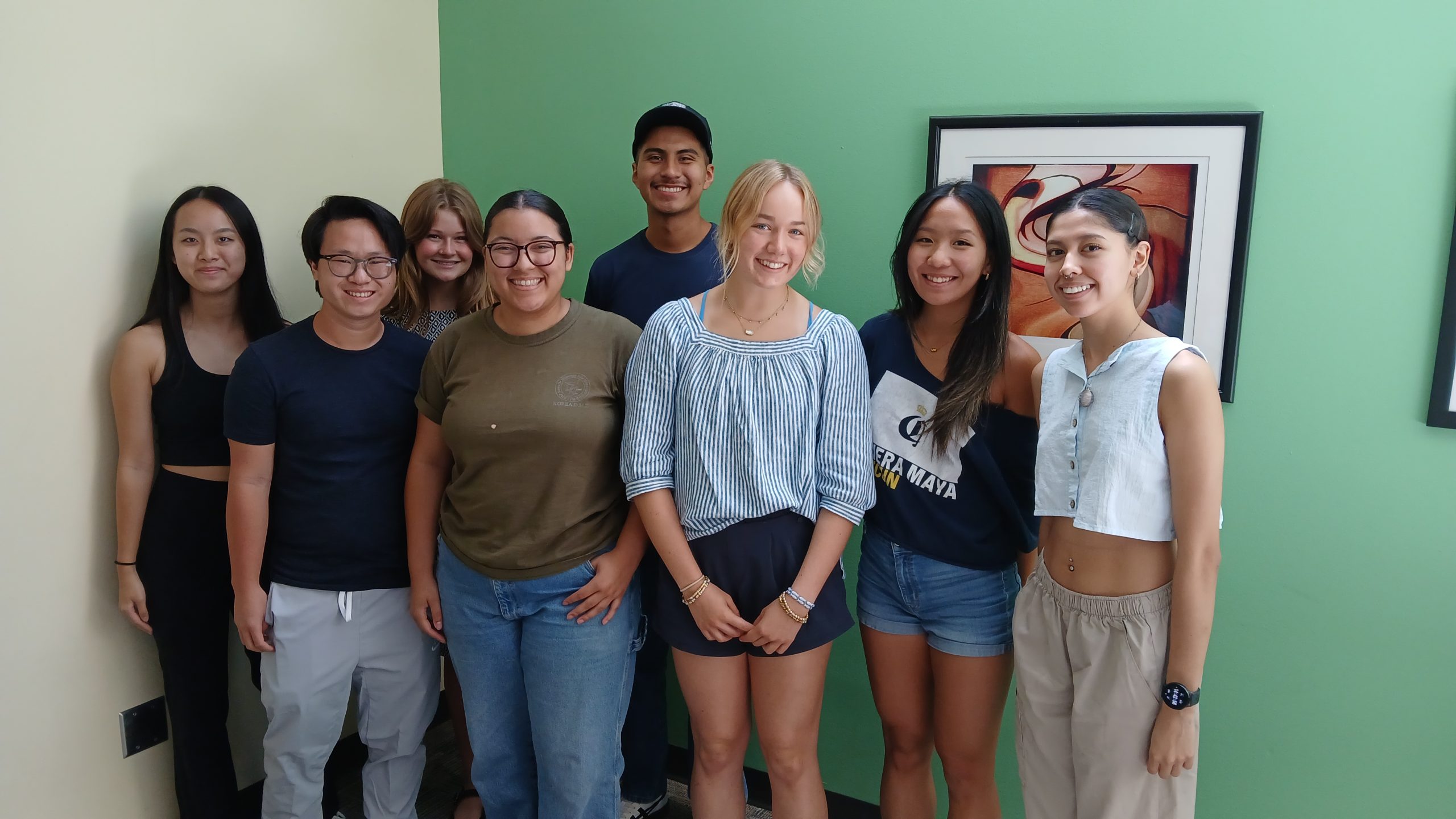 Front Row: Cael Furland, Lee Denney, Ellie Devens, Maya Tsai, Selma SanchezBack Row: Cat Huang, Jules Plewes, Orlando Ventura
